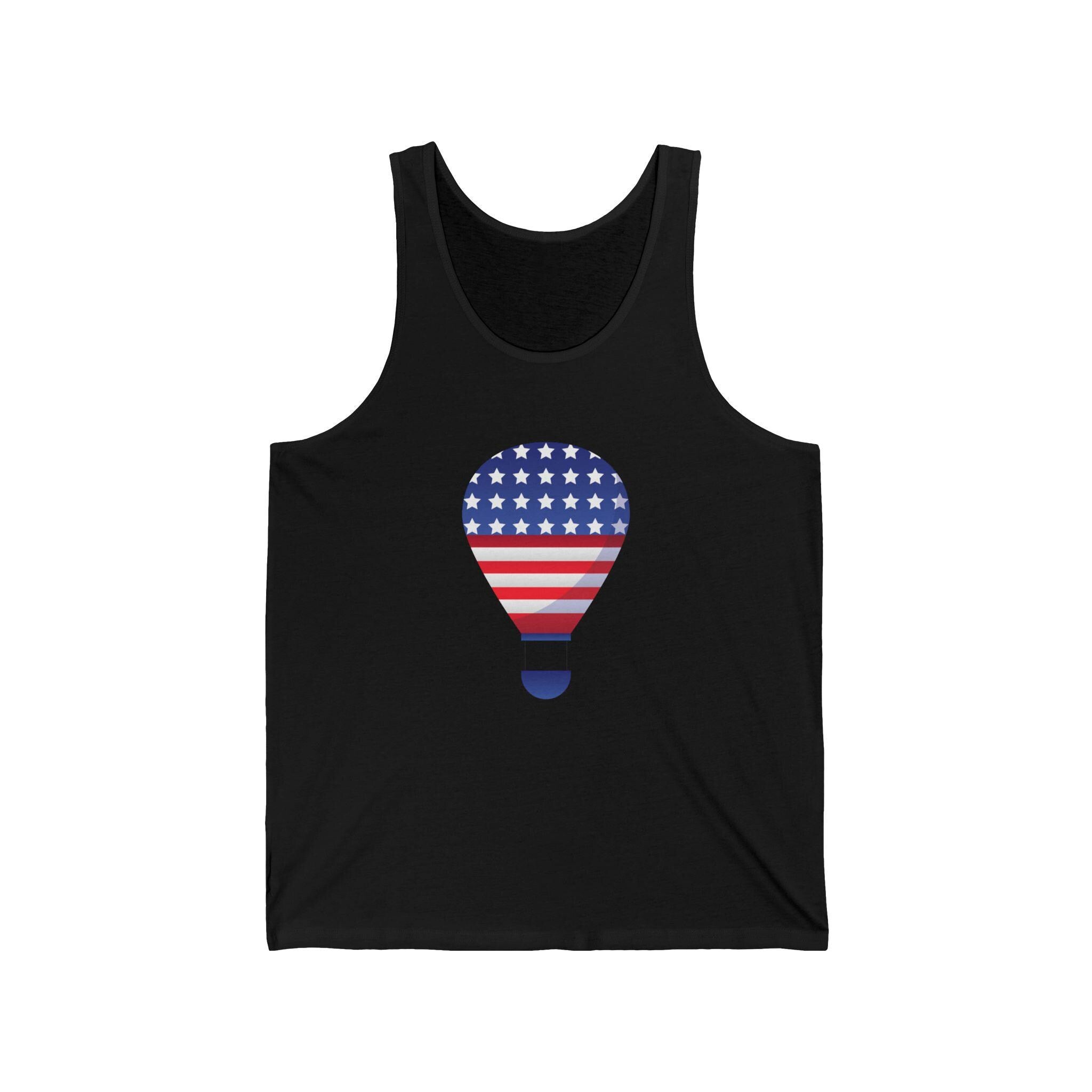 American Flag Hot Air Balloon Tank | Patriotic Fourth of July Shirt