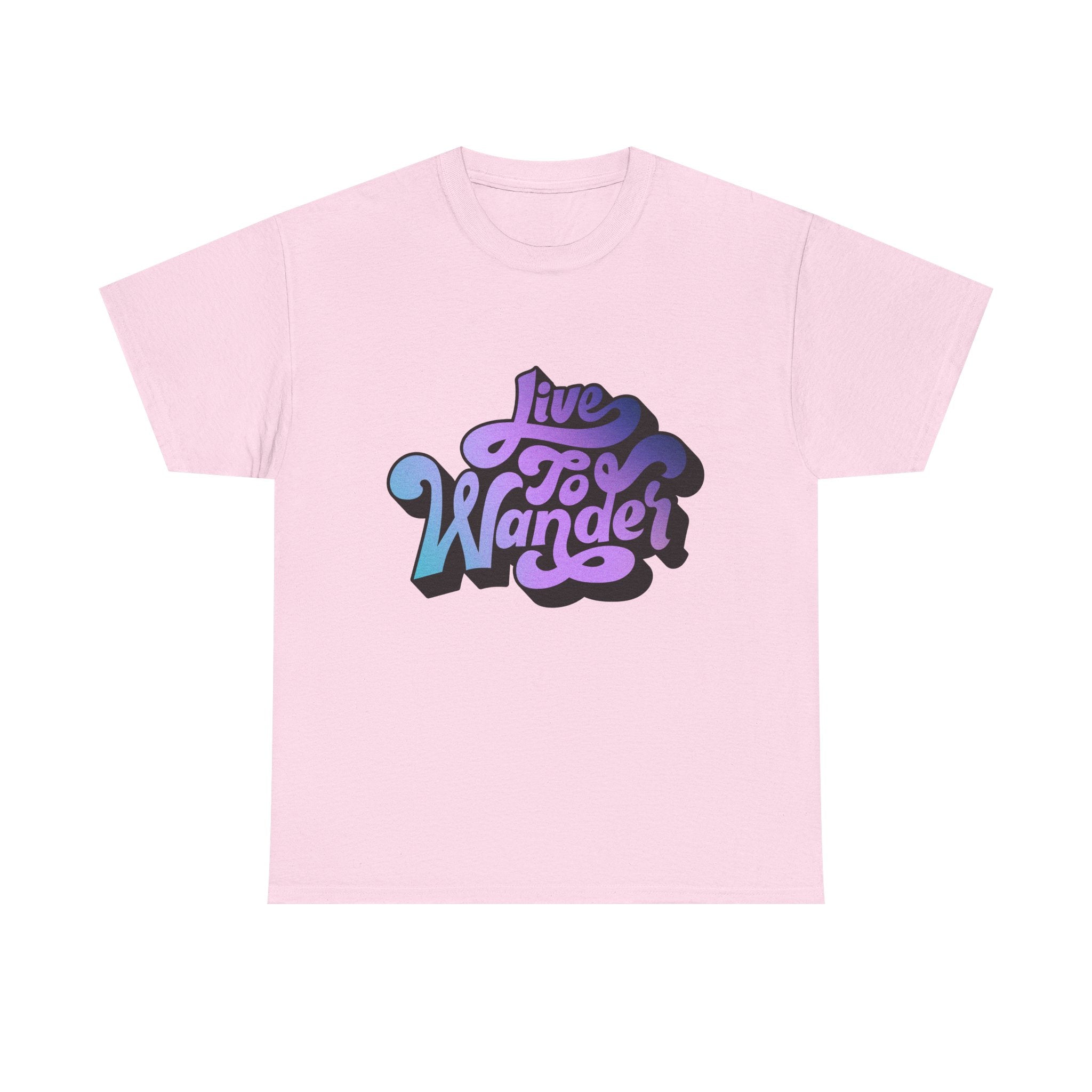 Live To Wander graphic tee | Travel lettering shirt, purple blue retro design