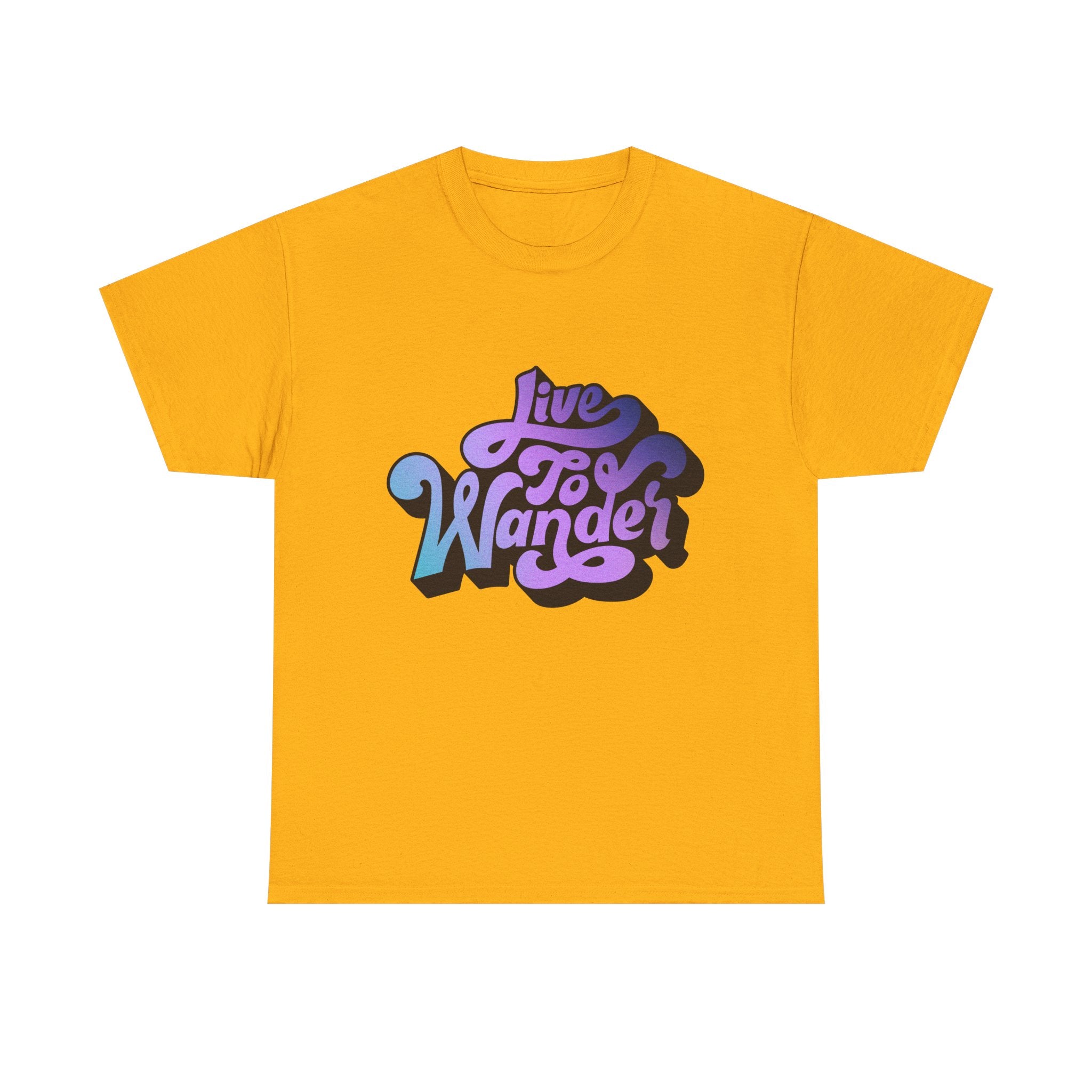 Live To Wander graphic tee | Travel lettering shirt, purple blue retro design