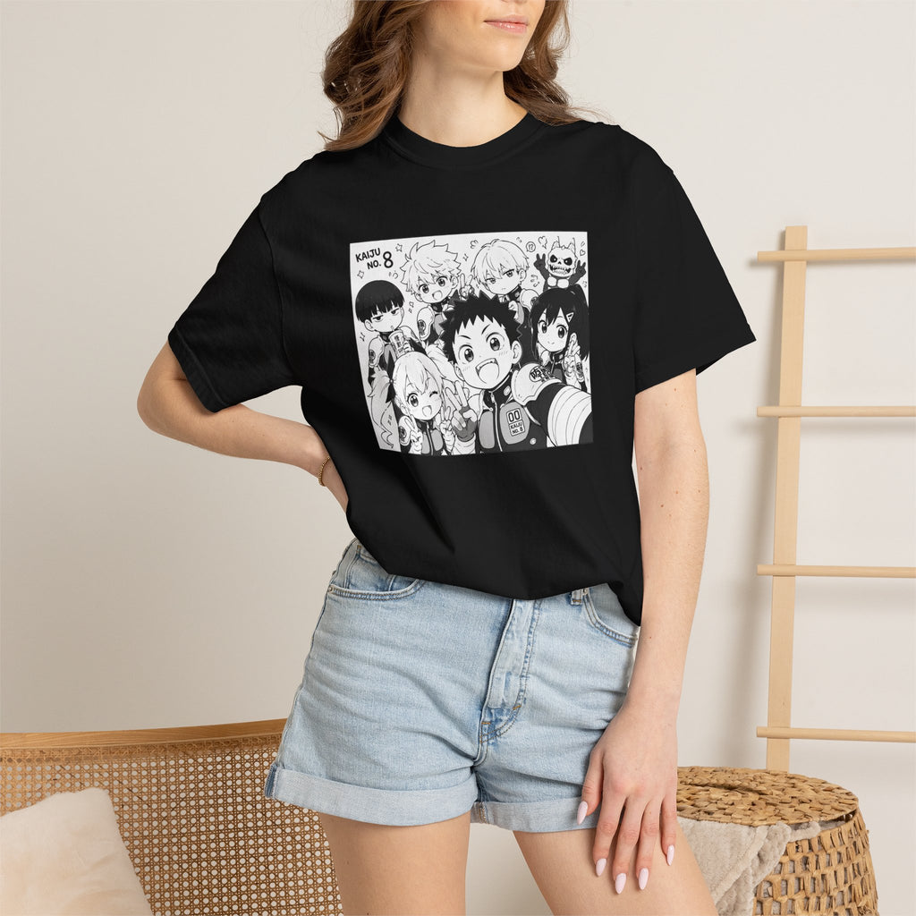 Anime Chibi Characters T-shirt | Black White Manga Panel Tee