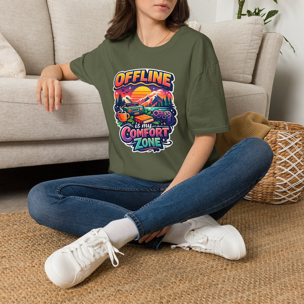 Offline Is My Comfort Zone T-Shirt | Retro Mountain Adventure