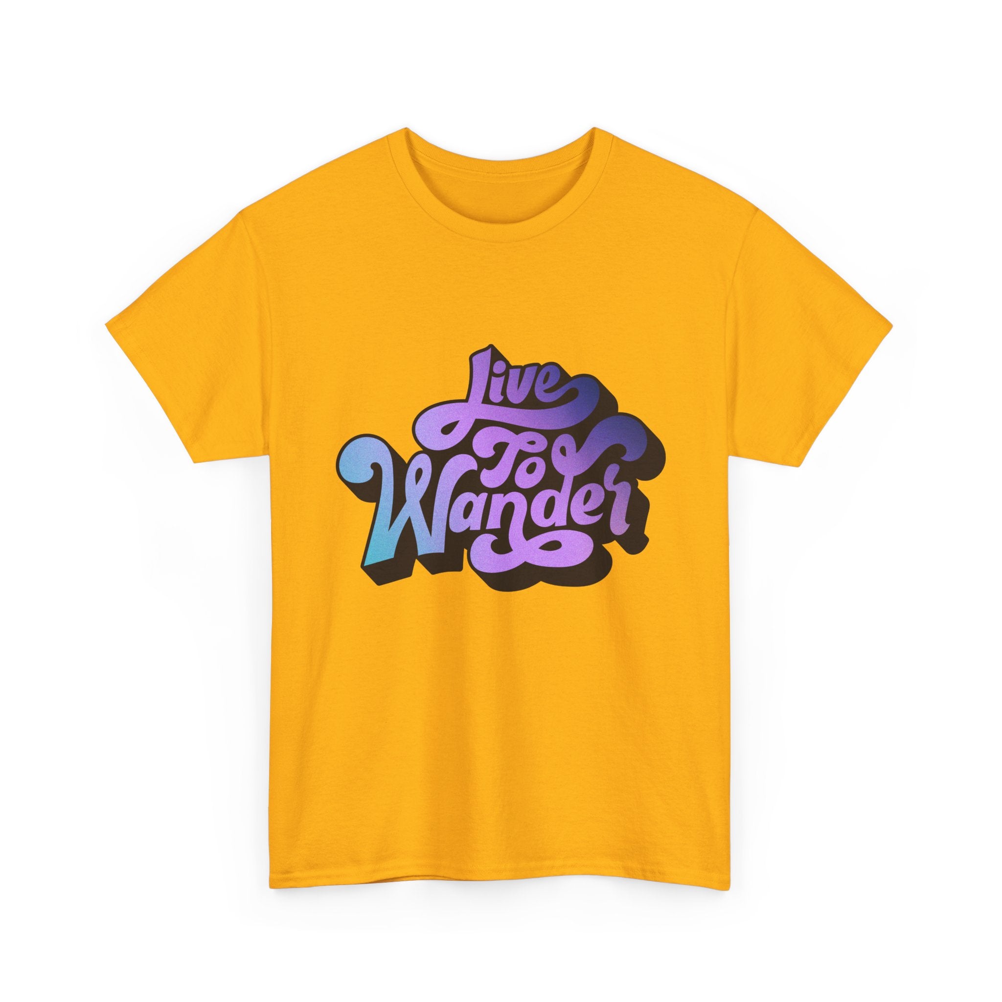 Live To Wander graphic tee | Travel lettering shirt, purple blue retro design