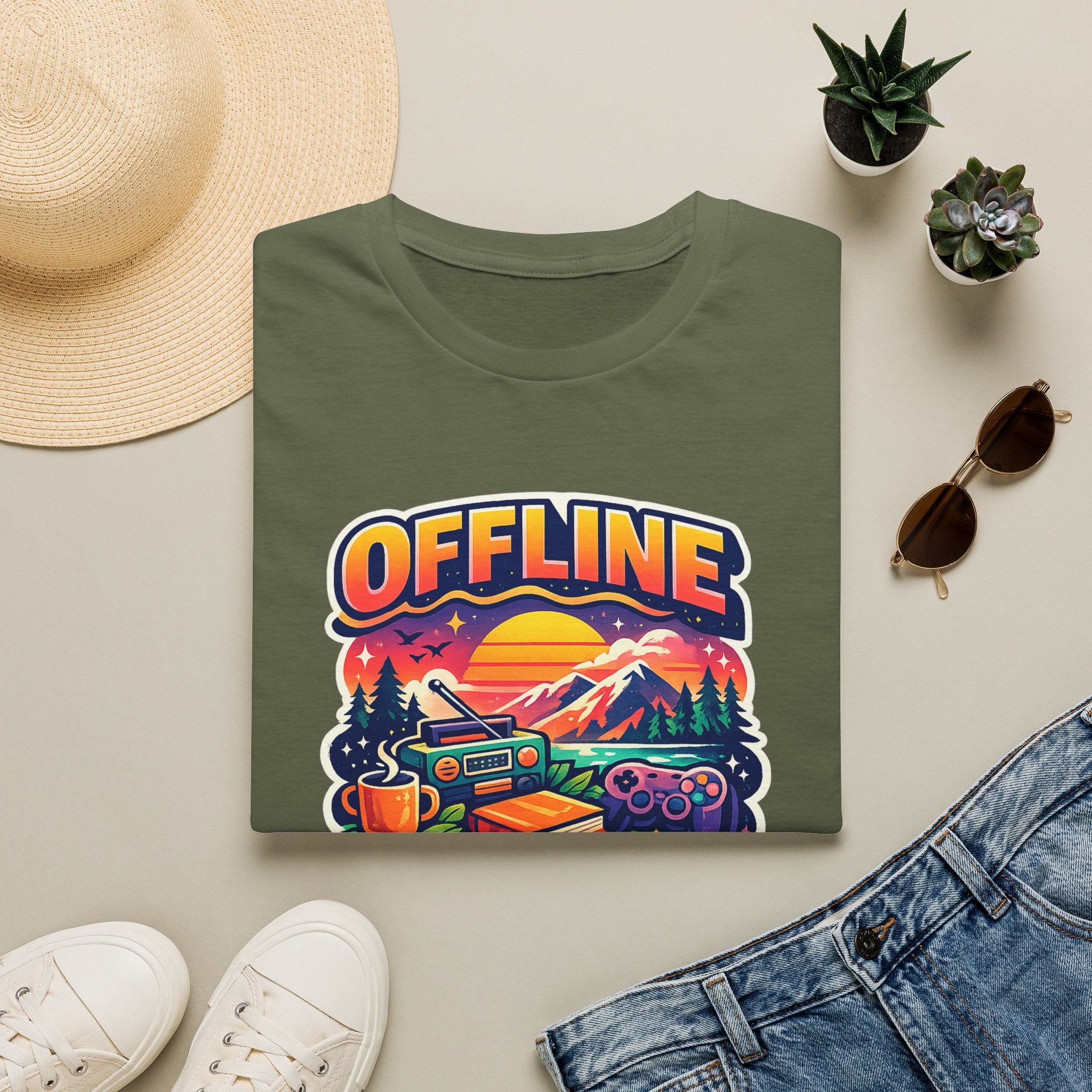 Offline Is My Comfort Zone T-Shirt | Retro Mountain Adventure