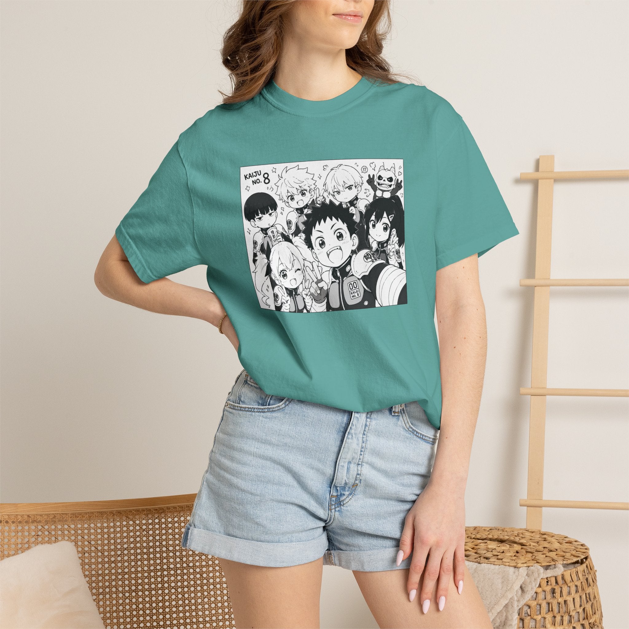 Anime Chibi Characters T-shirt | Black White Manga Panel Tee