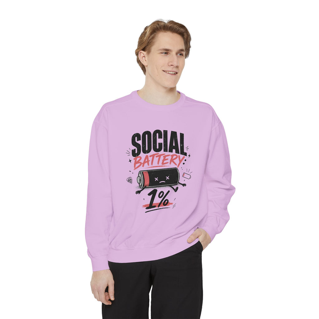 Social Battery 1% Sweatshirt | Low Energy Graphic Crewneck