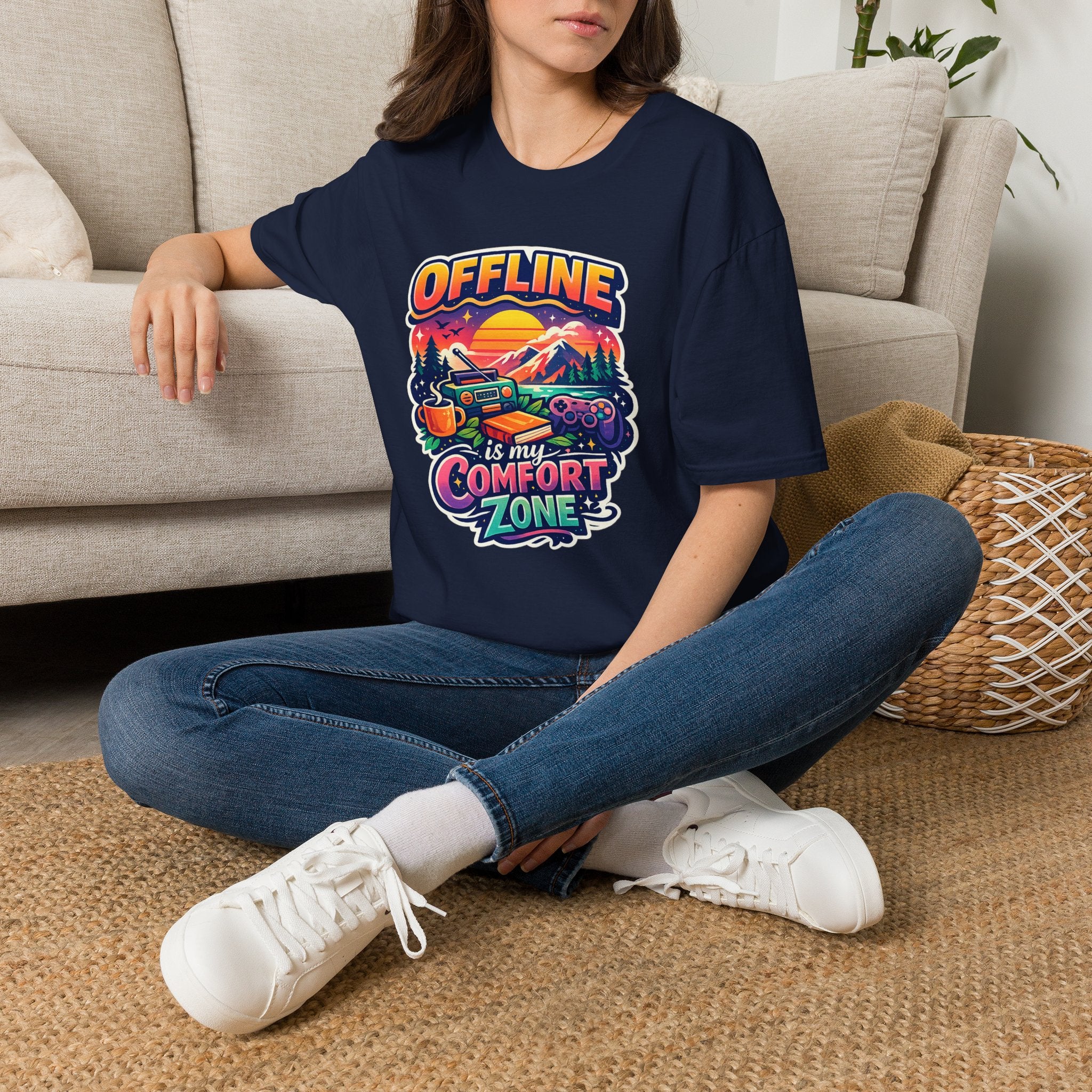 Offline Is My Comfort Zone T-Shirt | Retro Mountain Adventure