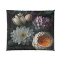 Vintage Floral Bouquet Comforter | Dark Botanical Flowers, Rose Dahlia Peony