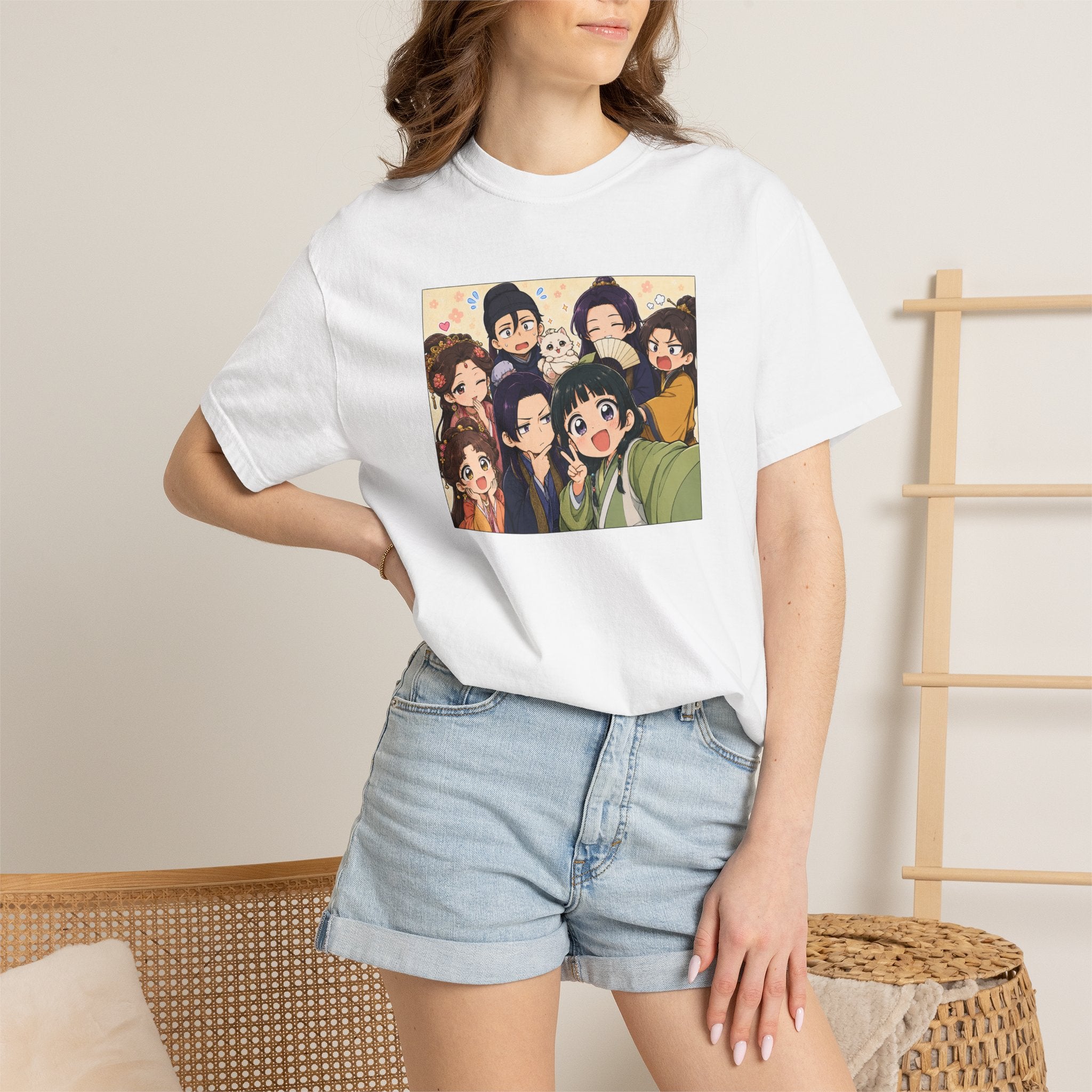 Anime Friends Group Illustration T-shirt | Cute Chibi Characters