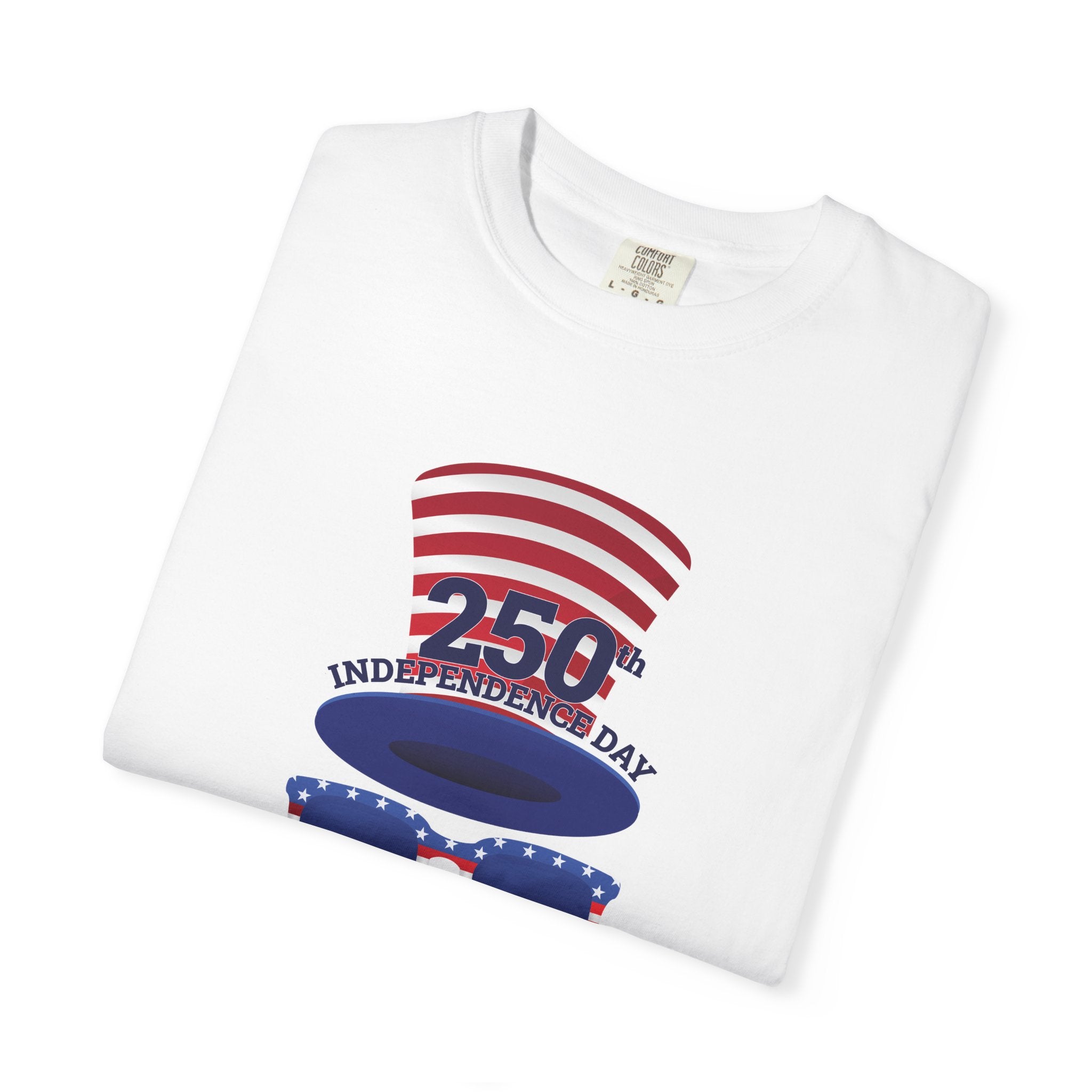 250th Independence Day Tee | Patriotic Hat and Stars Sunglasses
