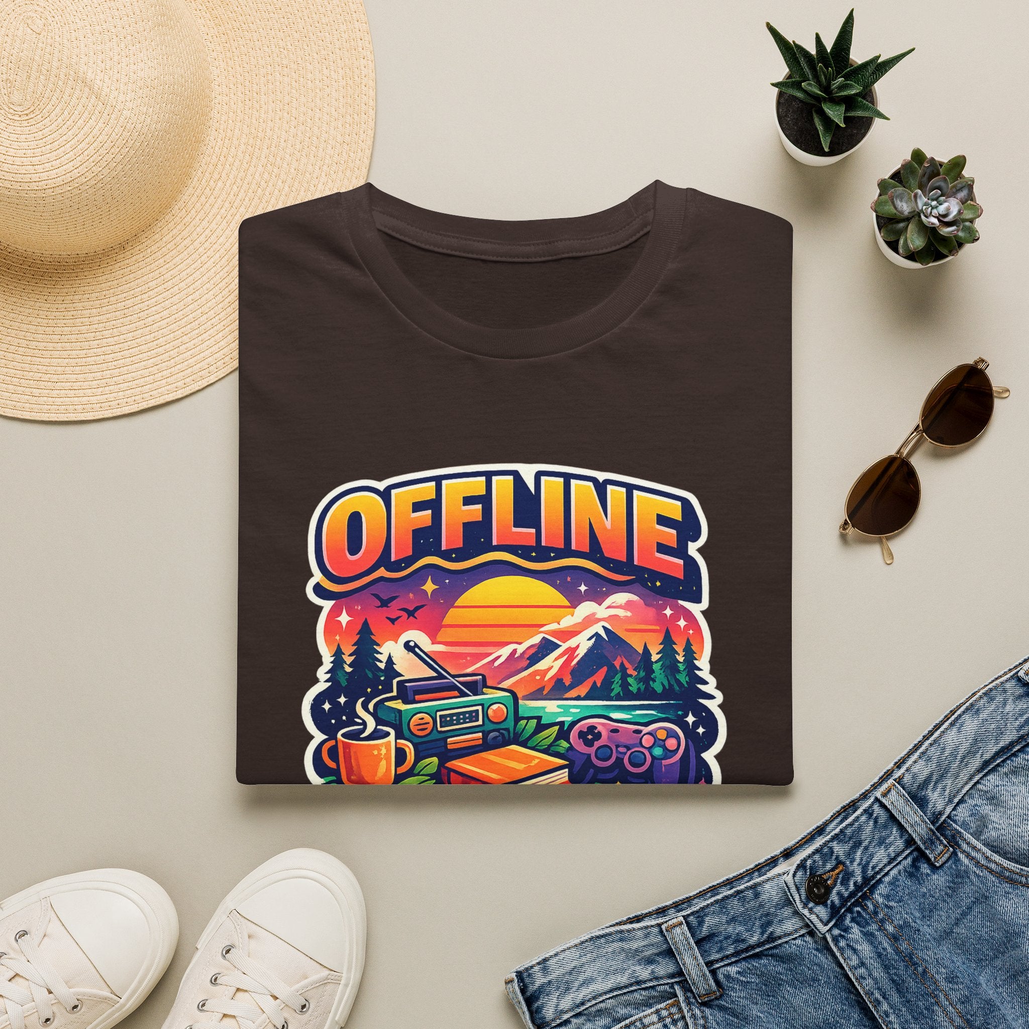 Offline Is My Comfort Zone T-Shirt | Retro Mountain Adventure