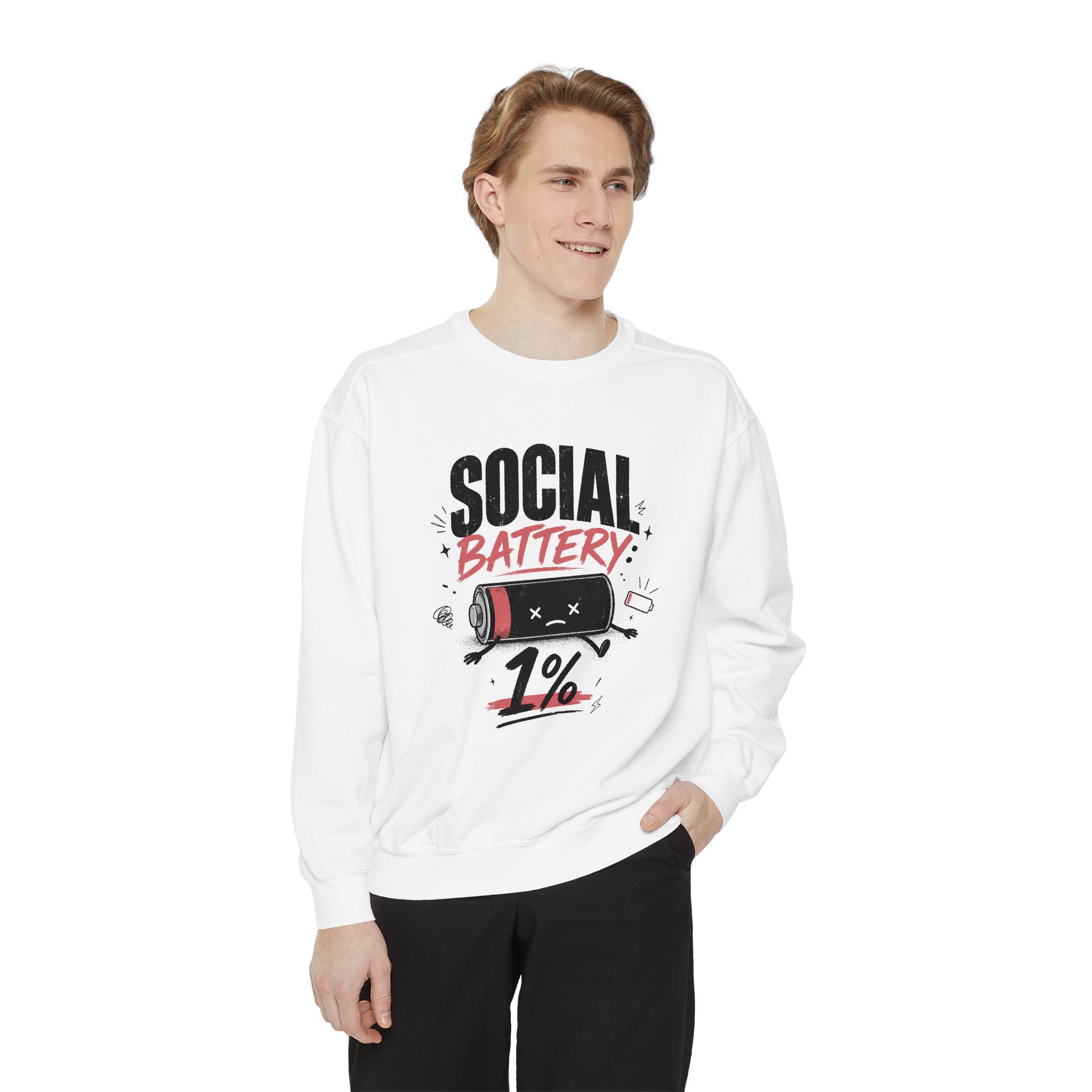 Social Battery 1% Sweatshirt | Low Energy Graphic Crewneck