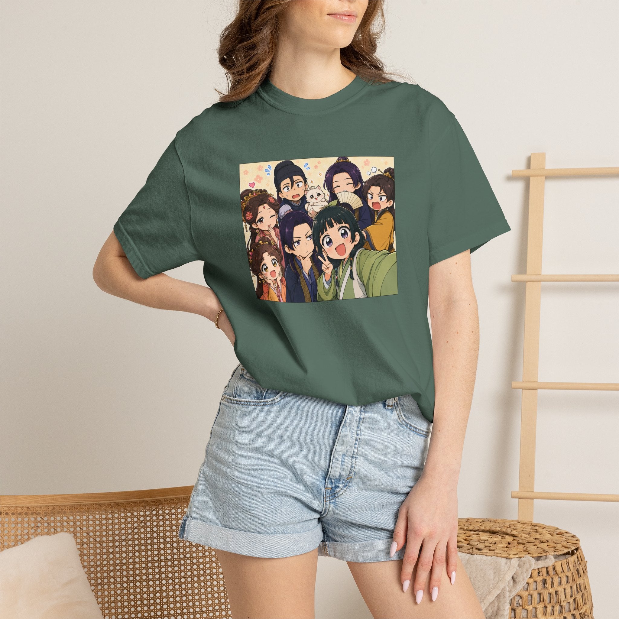 Anime Friends Group Illustration T-shirt | Cute Chibi Characters