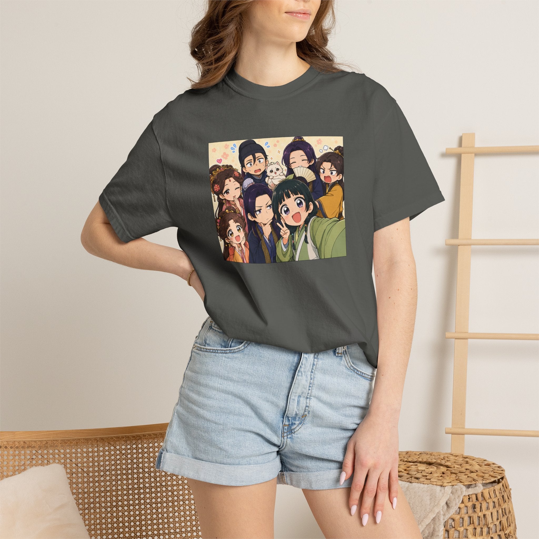 Anime Friends Group Illustration T-shirt | Cute Chibi Characters