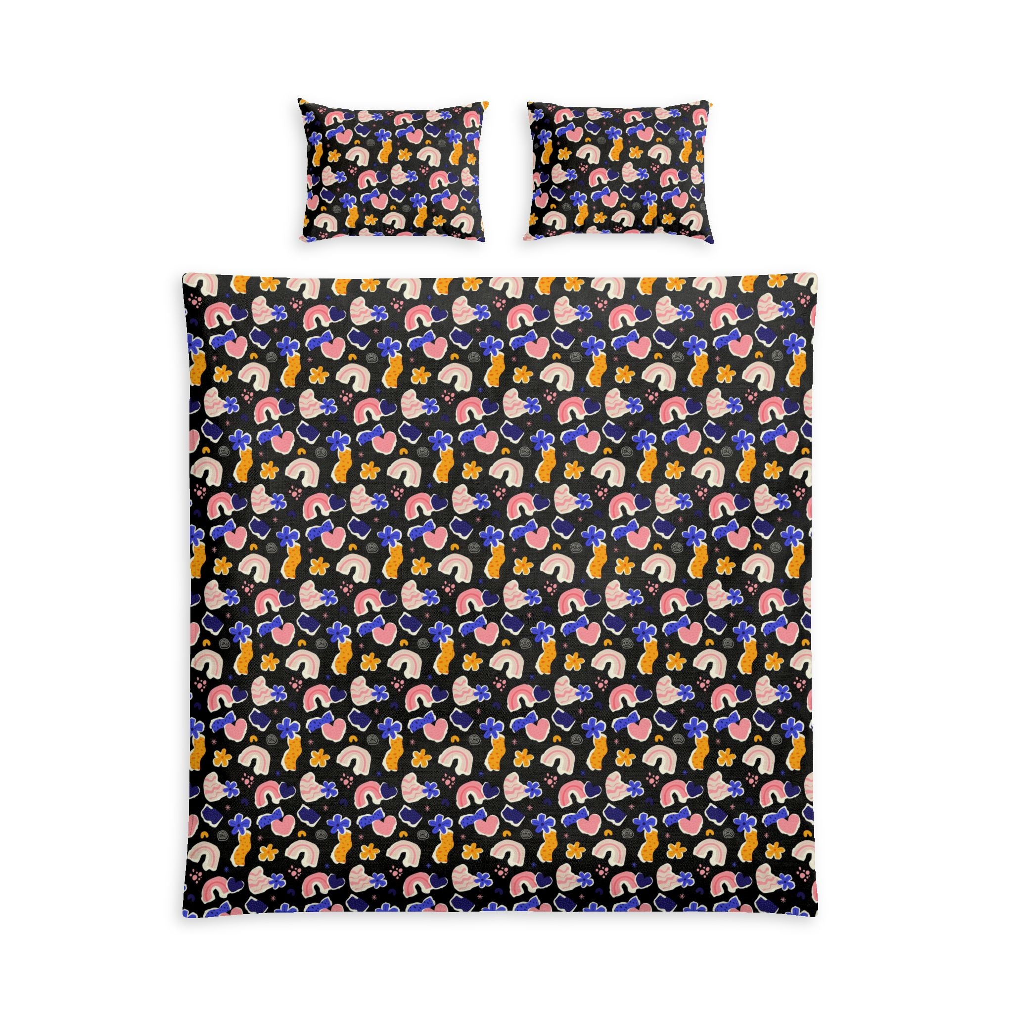 Colorful Abstract Faces Duvet Cover | Cotton Bed Set, Modern Patterned Bedding