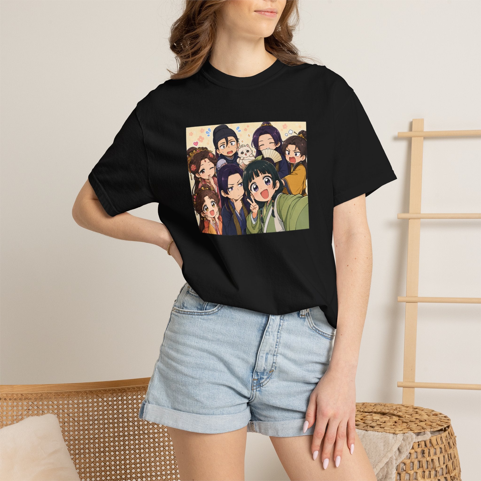 Anime Friends Group Illustration T-shirt | Cute Chibi Characters