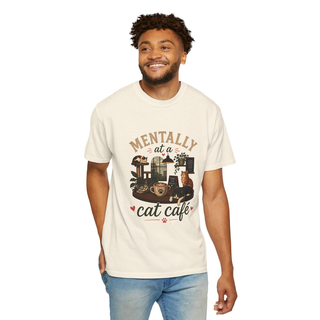 Cat Café T-Shirt | Cozy Feline Illustration, Cat Lover Apparel