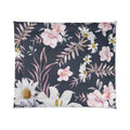 Pink White Floral Comforter | Daisies & Blossoms on Dark Navy