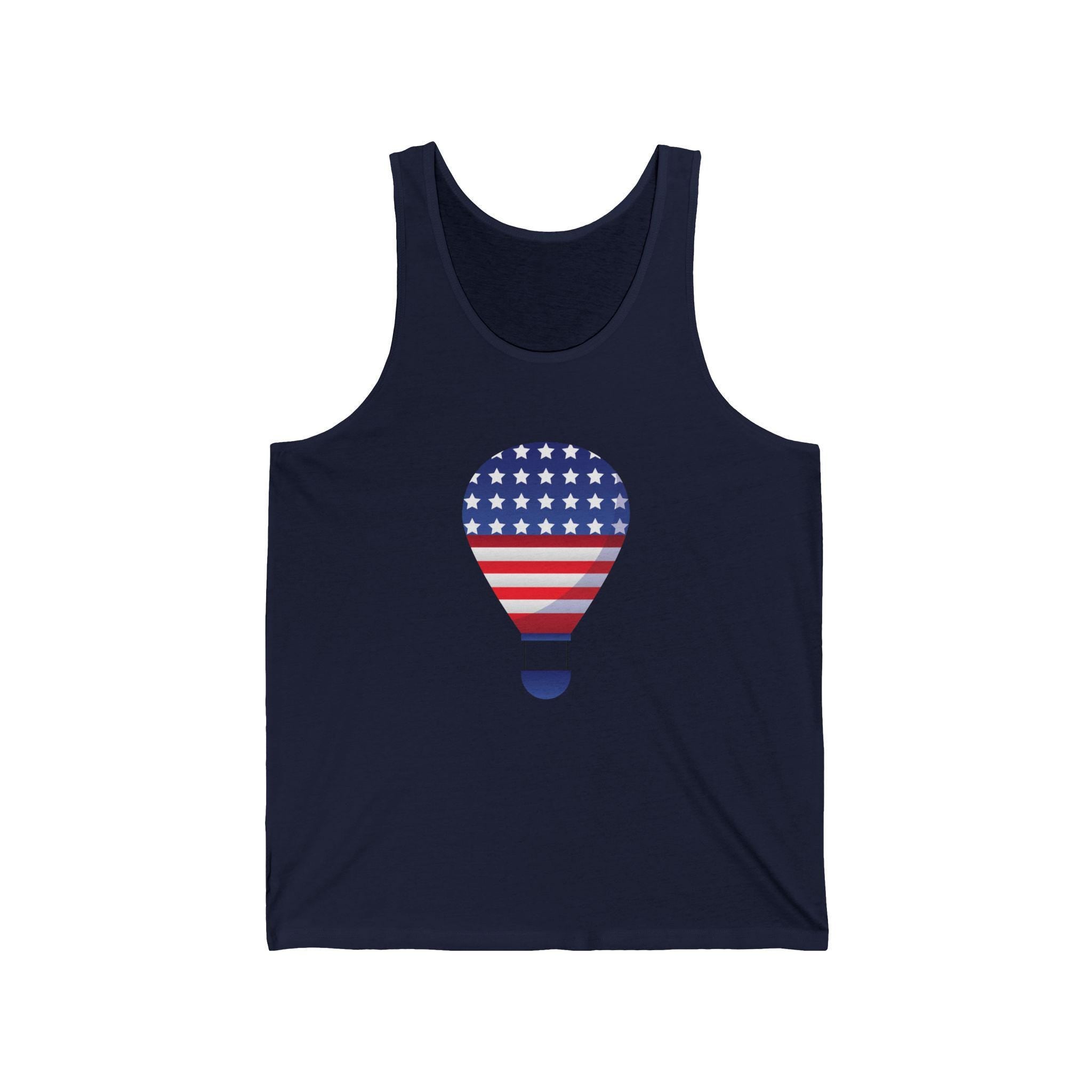American Flag Hot Air Balloon Tank | Patriotic Fourth of July Shirt