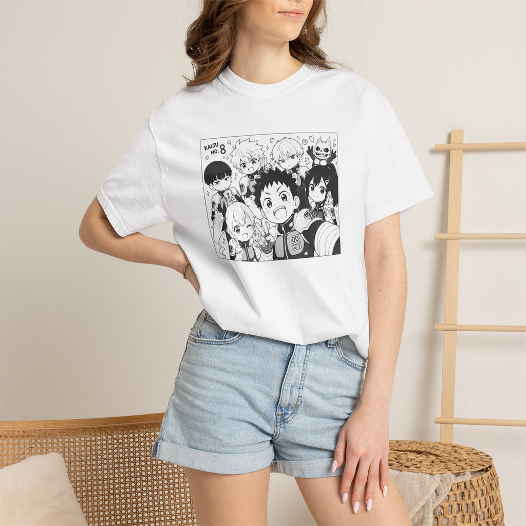 Anime Chibi Characters T-shirt | Black White Manga Panel Tee