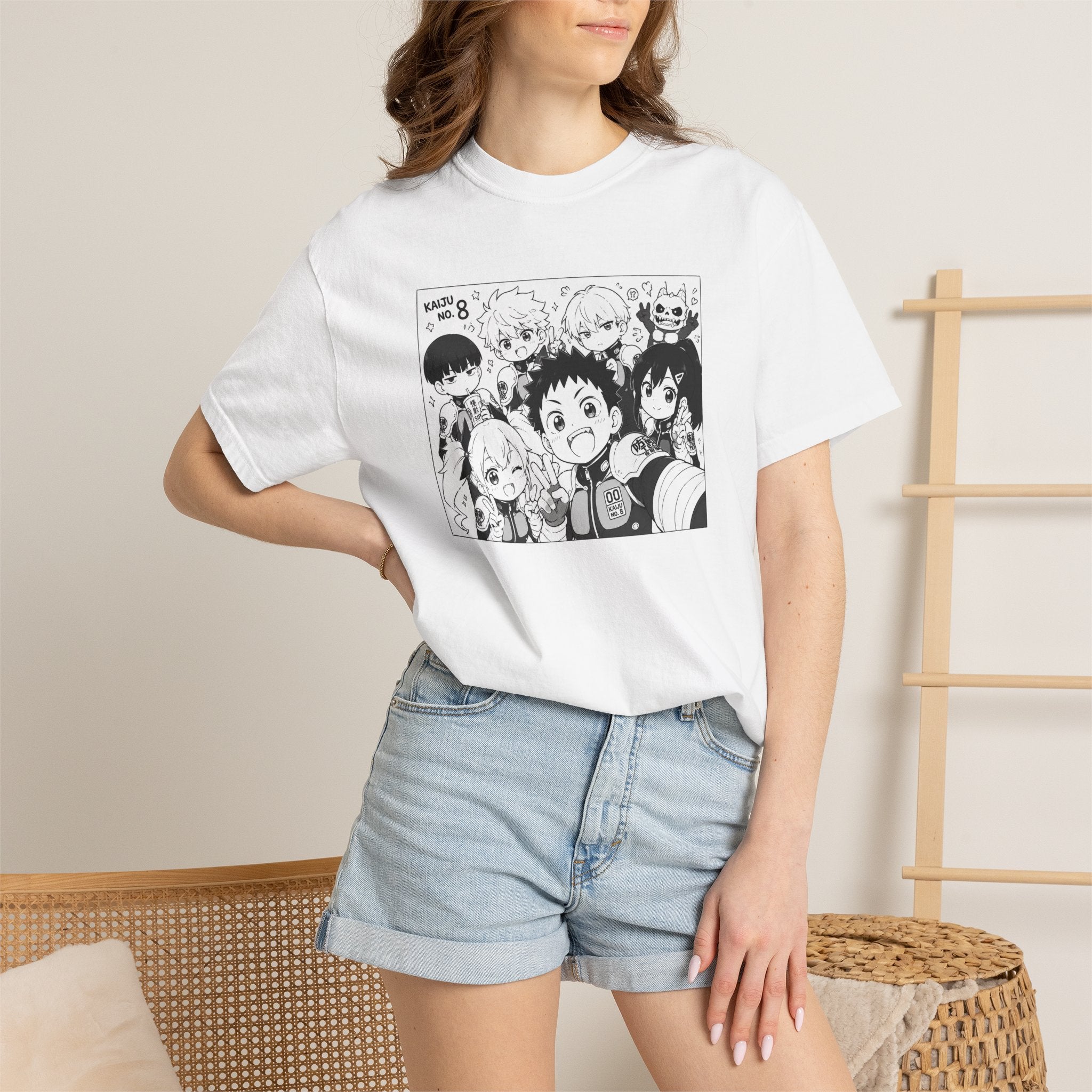 Anime Chibi Characters T-shirt | Black White Manga Panel Tee