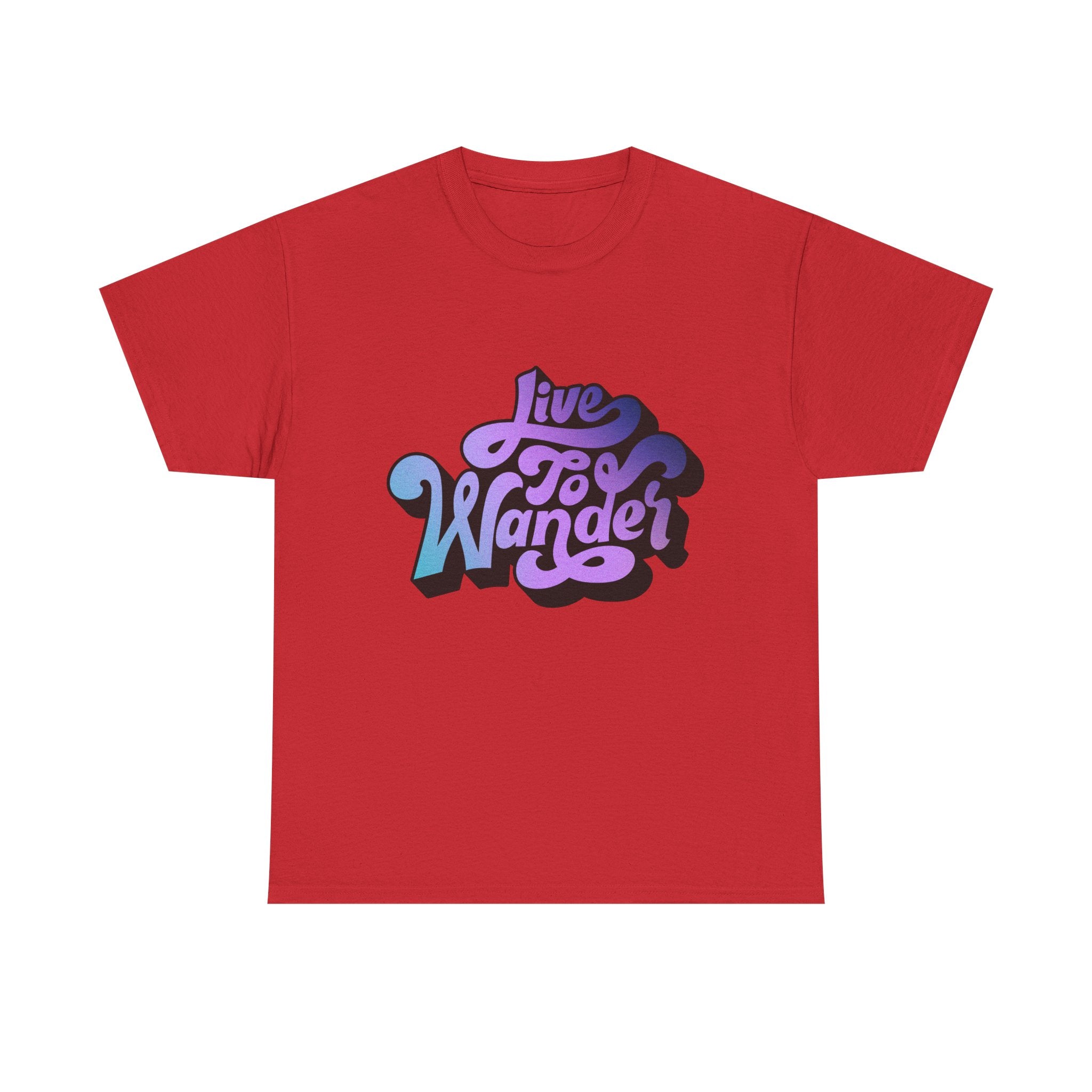 Live To Wander graphic tee | Travel lettering shirt, purple blue retro design