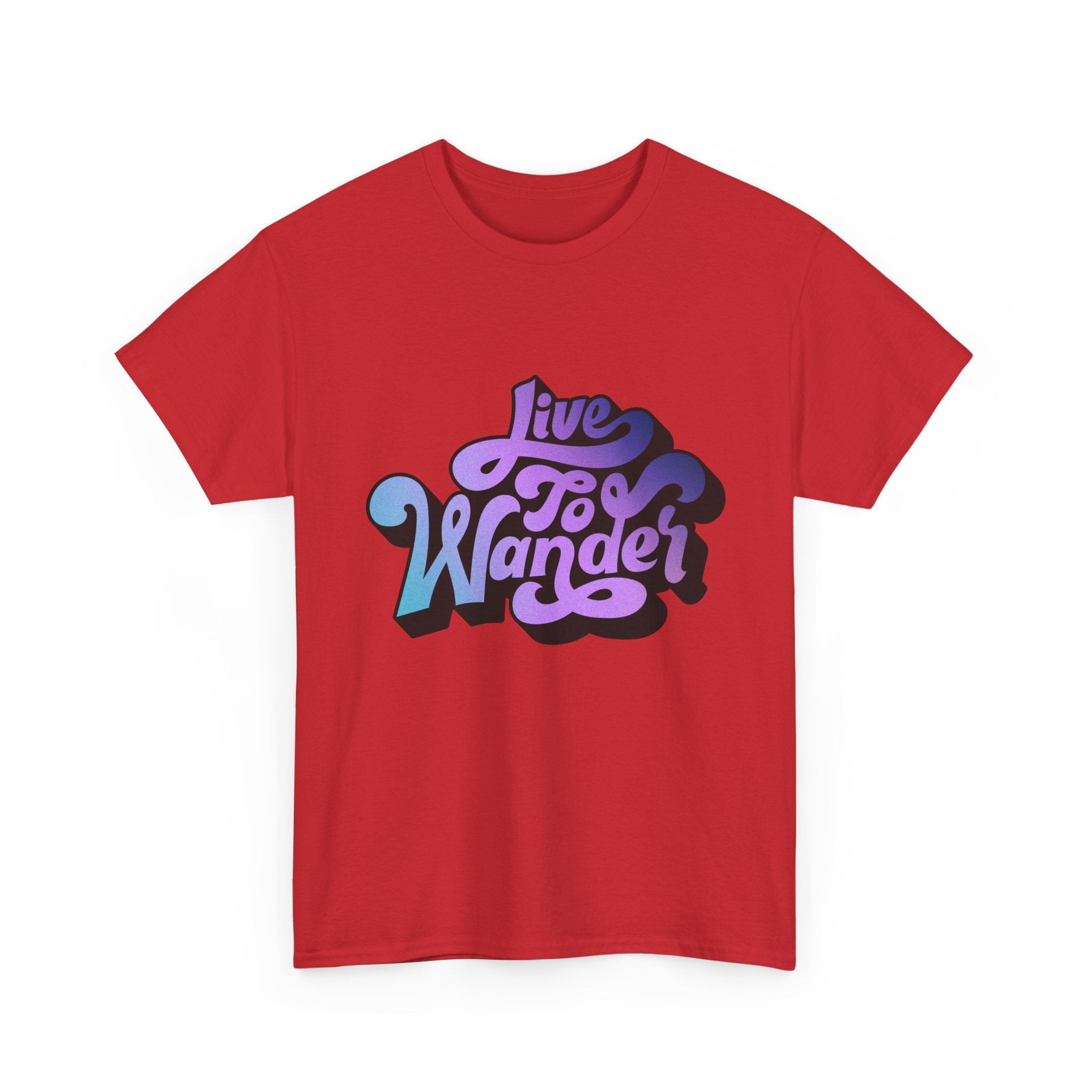Live To Wander graphic tee | Travel lettering shirt, purple blue retro design