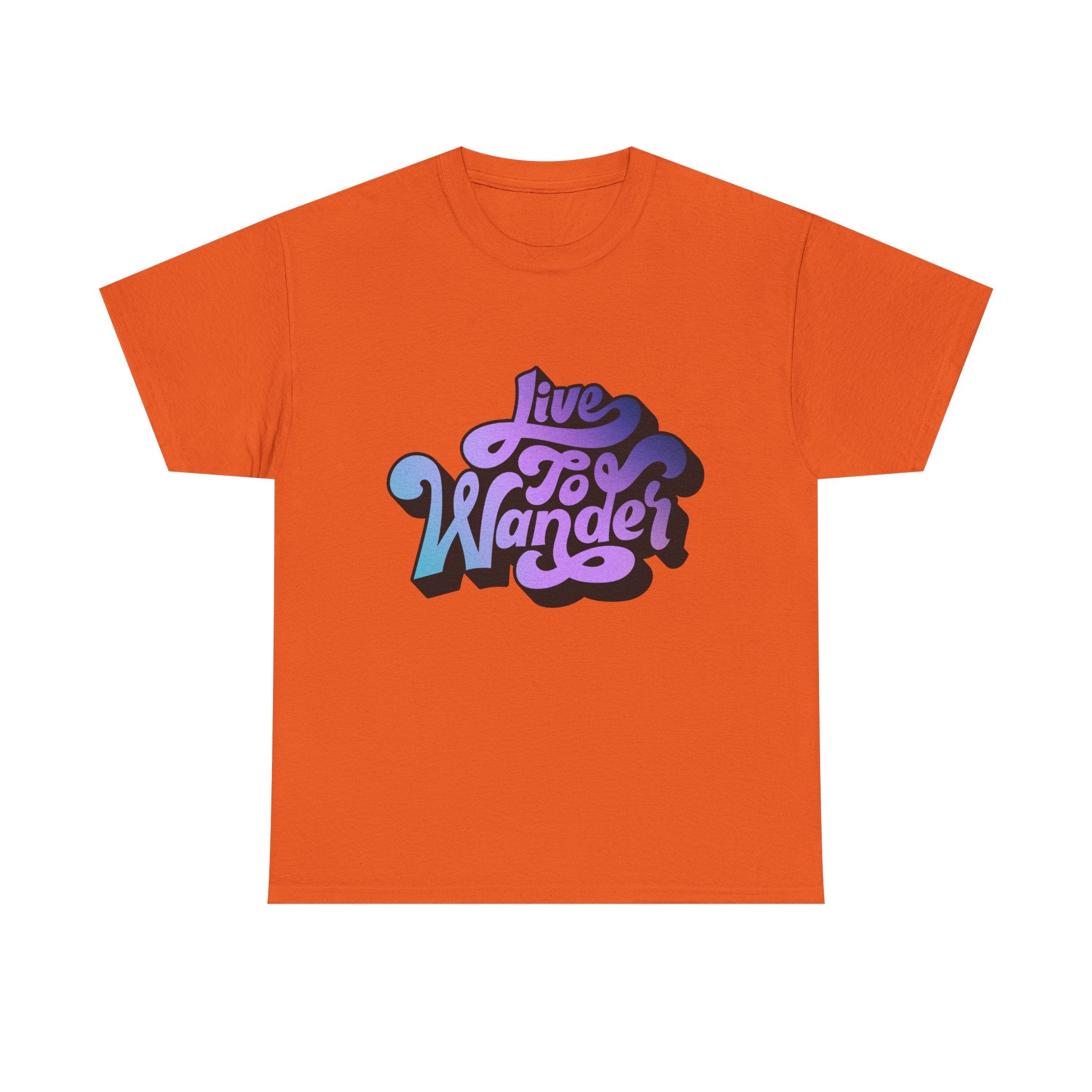 Live To Wander graphic tee | Travel lettering shirt, purple blue retro design