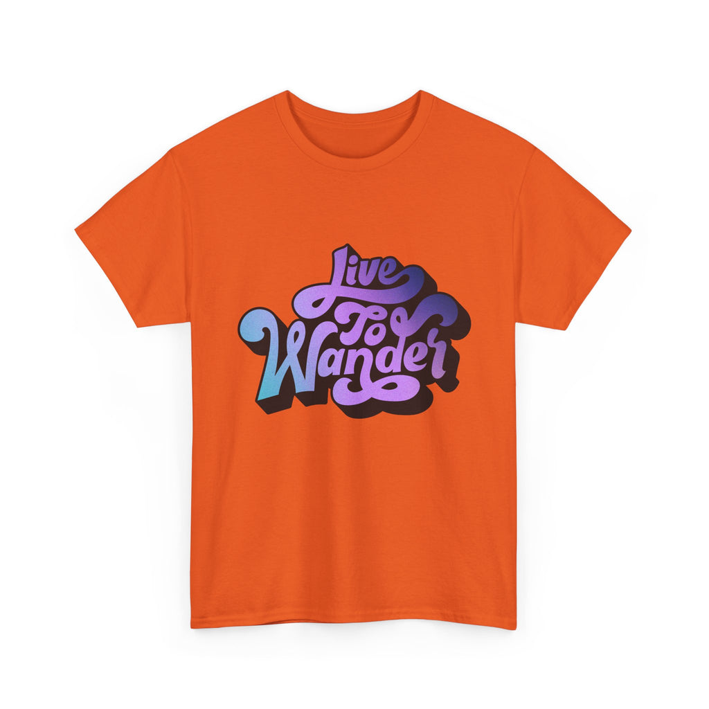 Live To Wander graphic tee | Travel lettering shirt, purple blue retro design