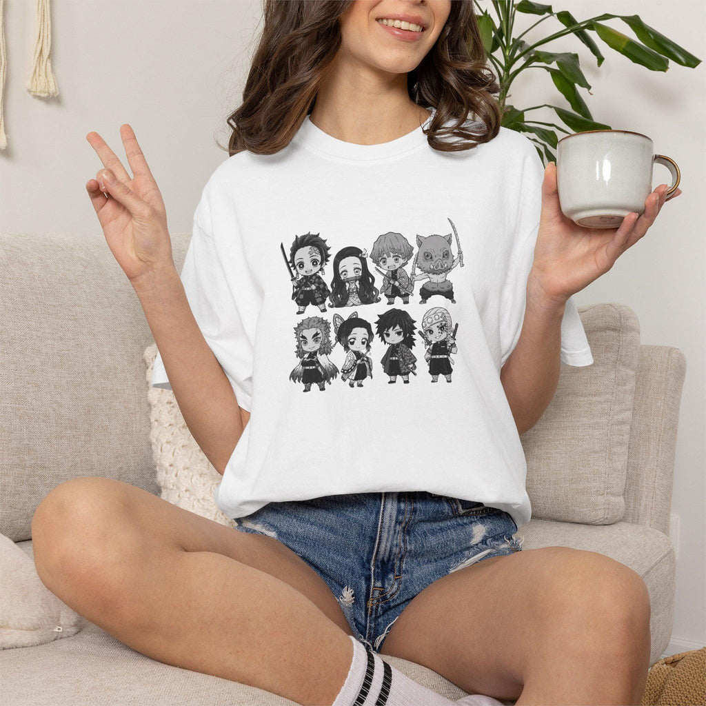 Chibi Medieval Fantasy Heroes T-Shirt | Knight Mage Rogue Barbarian Characters
