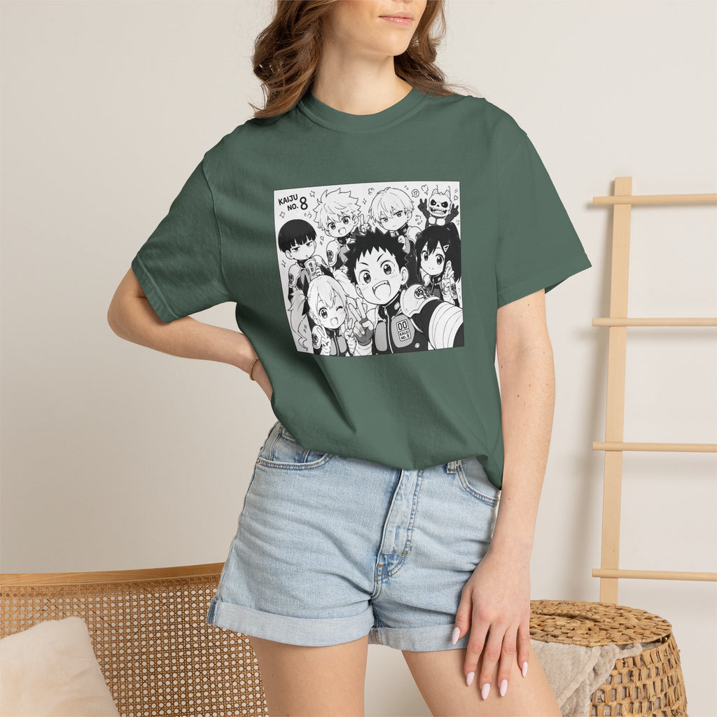 Anime Chibi Characters T-shirt | Black White Manga Panel Tee