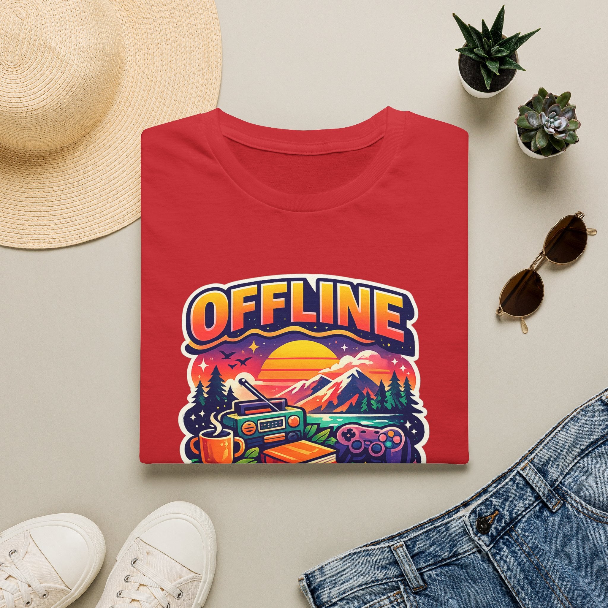 Offline Is My Comfort Zone T-Shirt | Retro Mountain Adventure