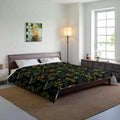 Dark Green Leaf Pattern Comforter | Botanical Foliage Bedding
