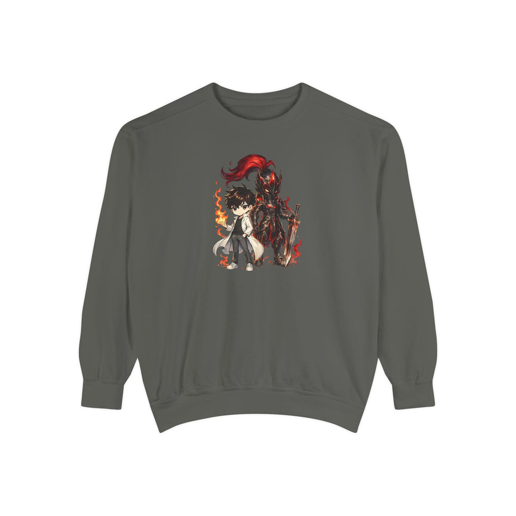 Dark Mage and Fiery Demon sweatshirt | Anime chibi wizard illustration