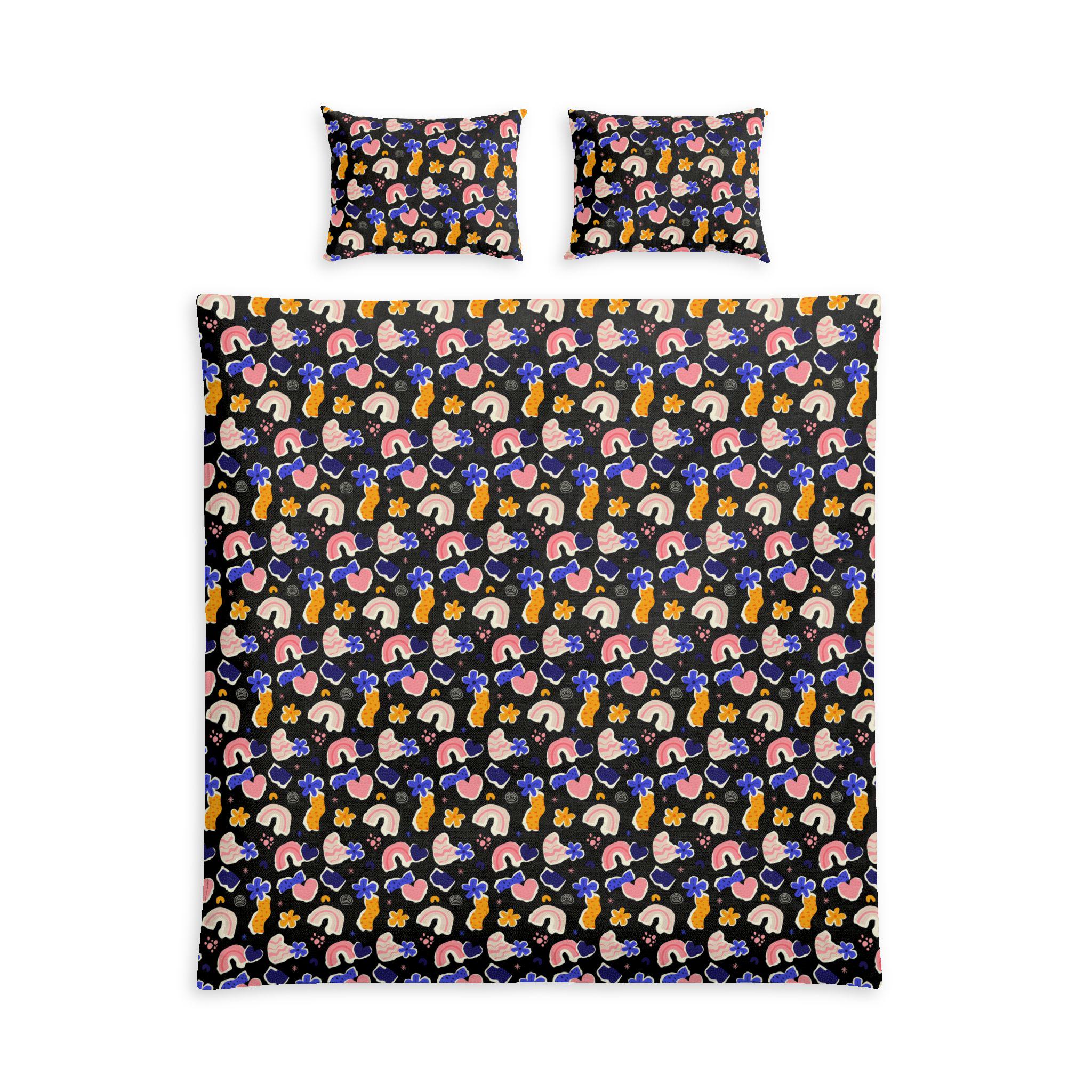 Colorful Abstract Faces Duvet Cover | Cotton Bed Set, Modern Patterned Bedding