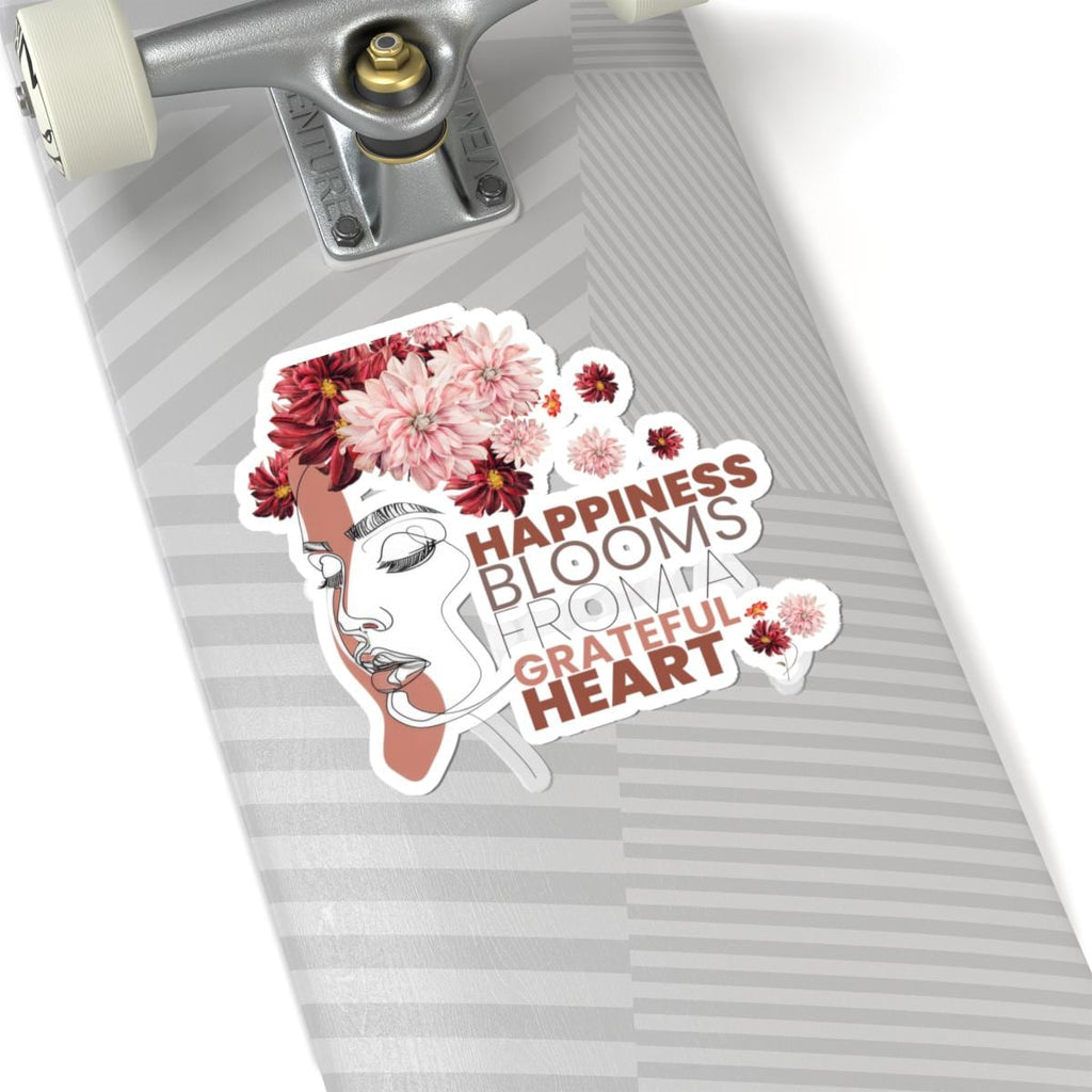 Line Art Face Floral Sticker | Happiness Blooms Grateful Heart Vinyl Decal