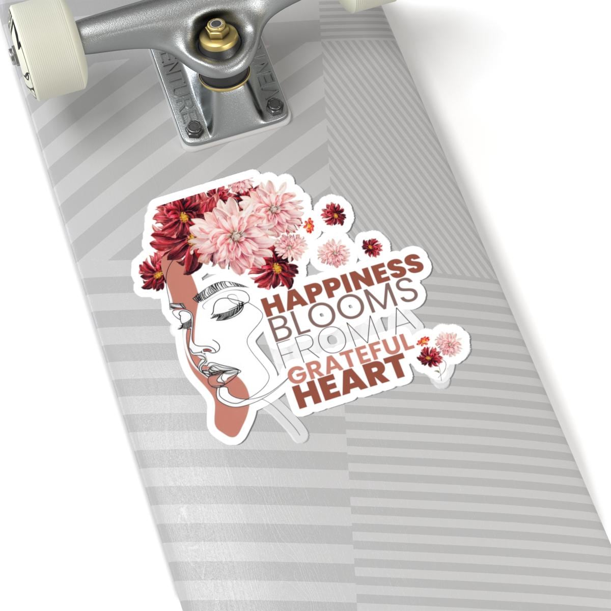 Line Art Face Floral Sticker | Happiness Blooms Grateful Heart Vinyl Decal