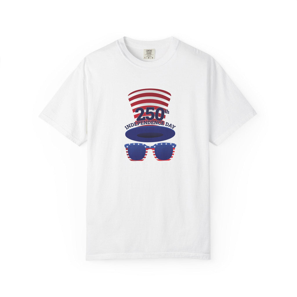 250th Independence Day Tee | Patriotic Hat and Stars Sunglasses